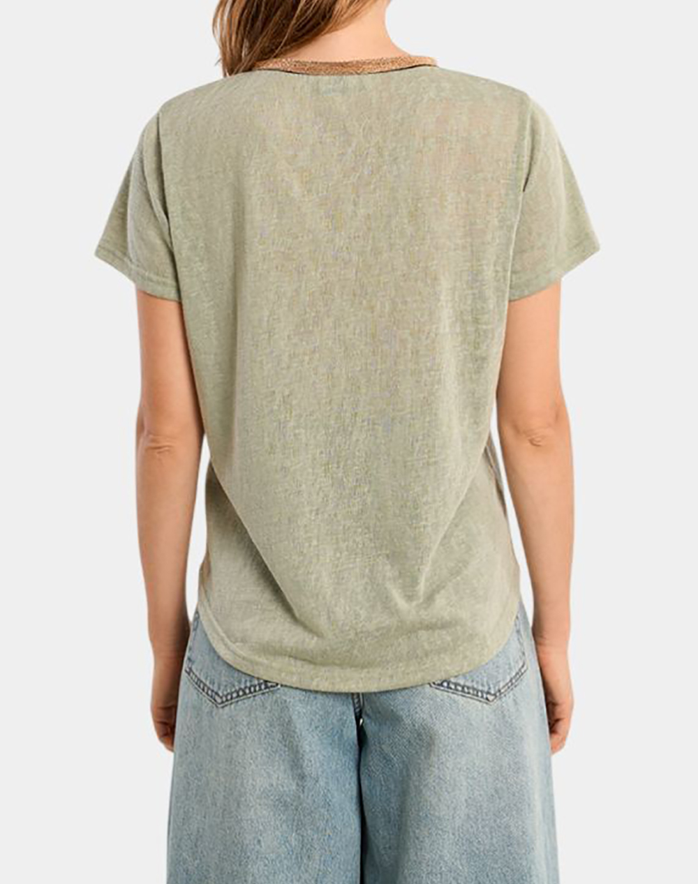 MOLLY BRACKEN LADIES KNITTED TEE T427EP-SAGE GREEN Khaki φωτογραφία