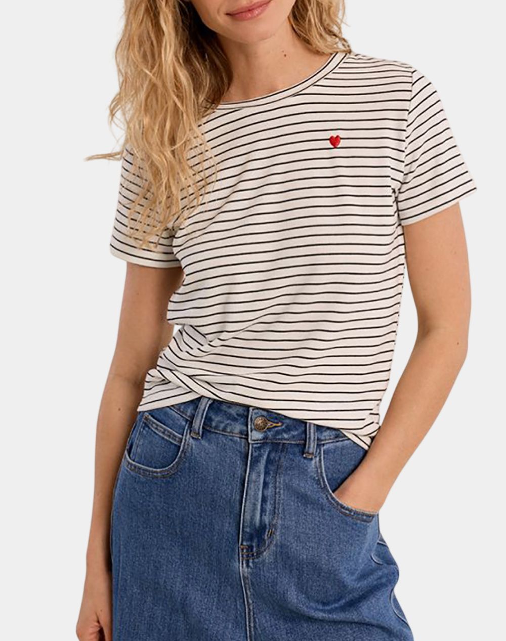 MOLLY BRACKEN LADIES KNITTED TEE LA1930EE-OFFWHITE/BLACK OffWhite