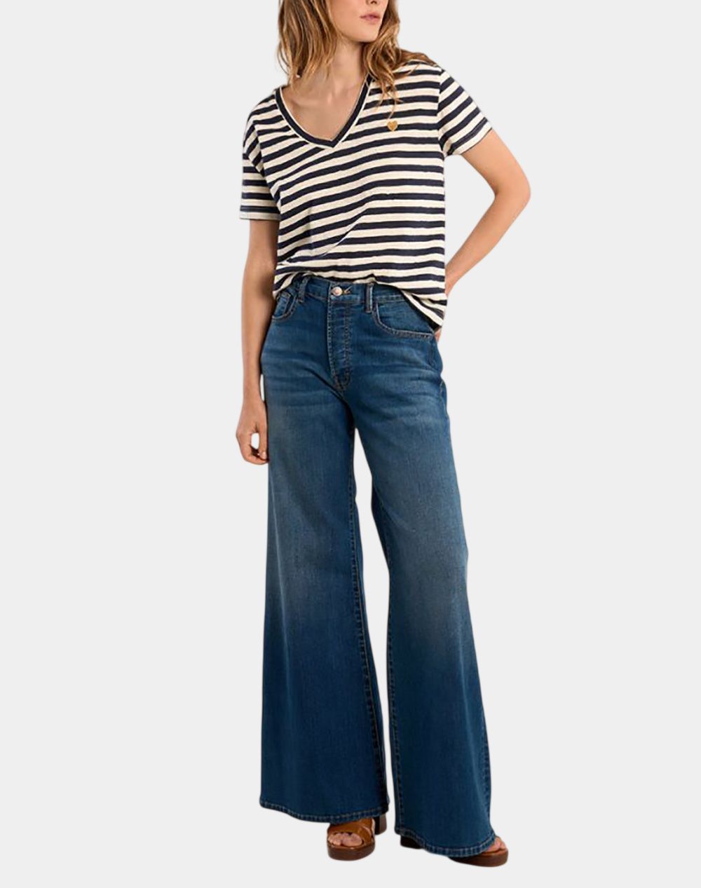 Molly Bracken Ladies Knitted Tee Ef1639Ep-Navy Blue Navyblue Γυναικεία ρούχα μπλούζες Τ-Shirt Politikos Shop Πολιτικός