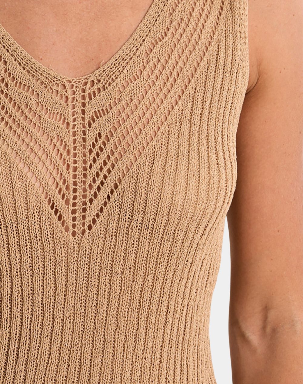 Molly Bracken Ladies Knitted Tank Top La1977Ee-Beige Biege Γυναικεία ρούχα μπλούζες Τοπ Κορμακια Politikos Shop Πολιτικός