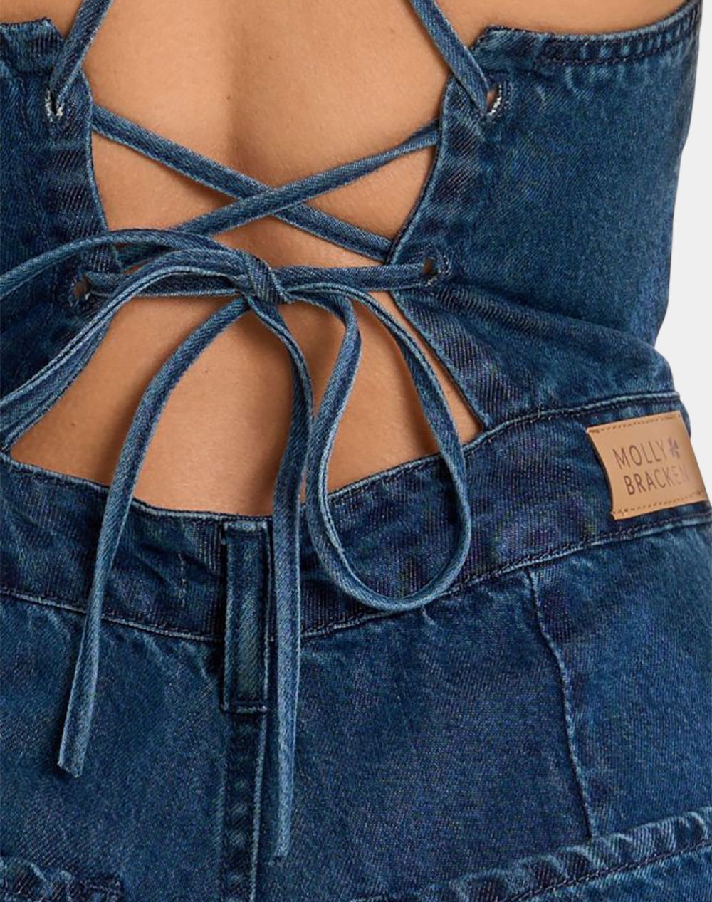 Molly Bracken Ladies Woven Jumpsuit E1105Aep-Denim Blue Denimblue Γυναικεία ρούχα Ολοσωμη Φορμα Politikos Shop Πολιτικός