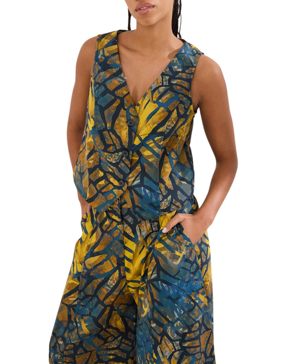 Namaste Γιλεκο Believe Ss2226003-Blue Multi Γυναικεία ρούχα μπλούζες Τοπ Κορμακια Politikos Shop Πολιτικός