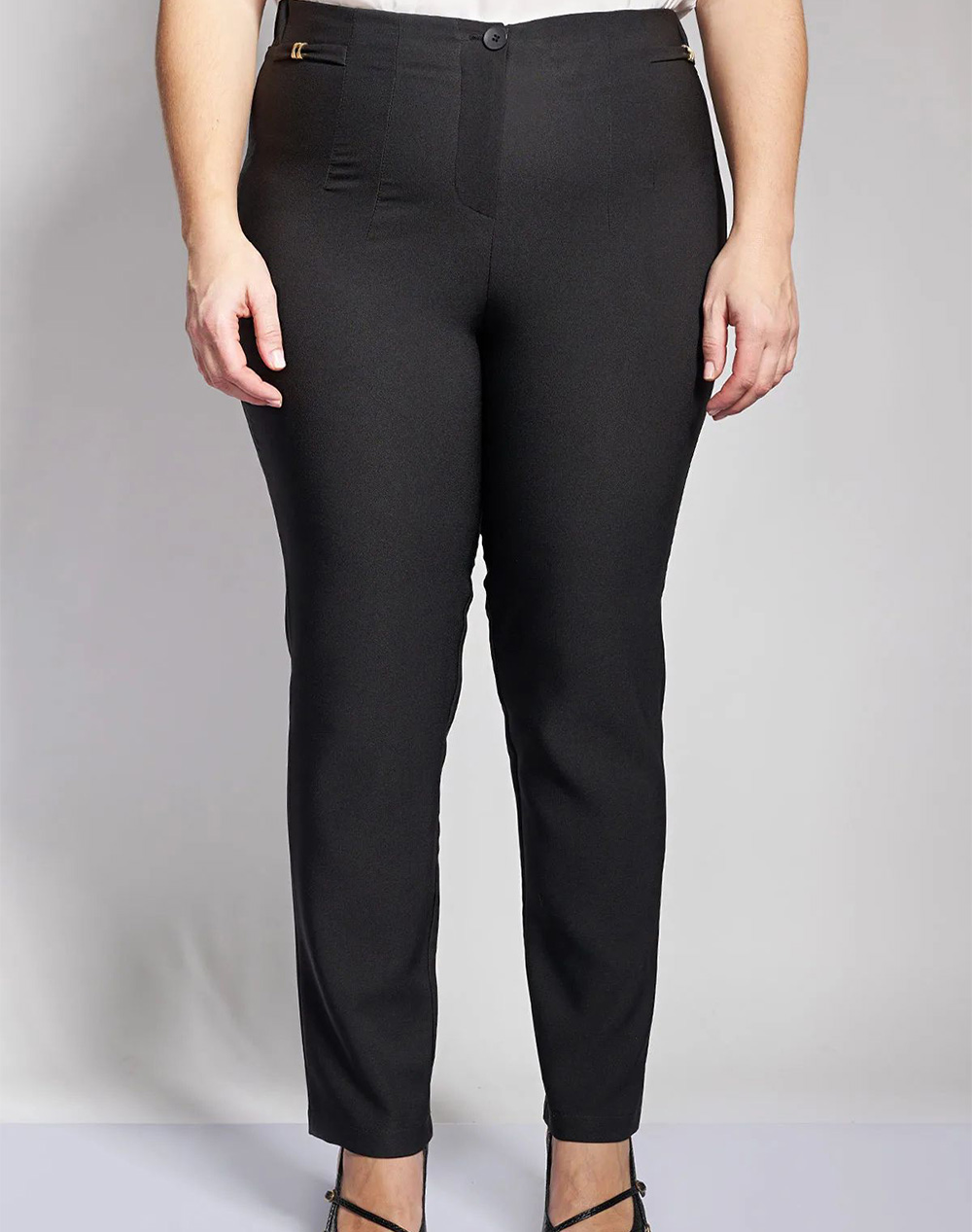 PARABITA Κρεπ παντελόνι slim fit 012610200319-002 Black