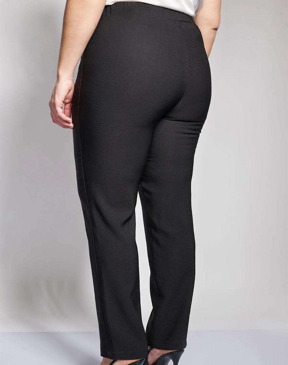 PARABITA Κρεπ παντελόνι slim fit 012610200319-002 Black φωτογραφία