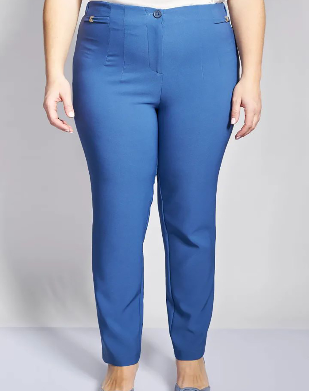 PARABITA Κρεπ παντελόνι slim fit 012610200319-024 Blue