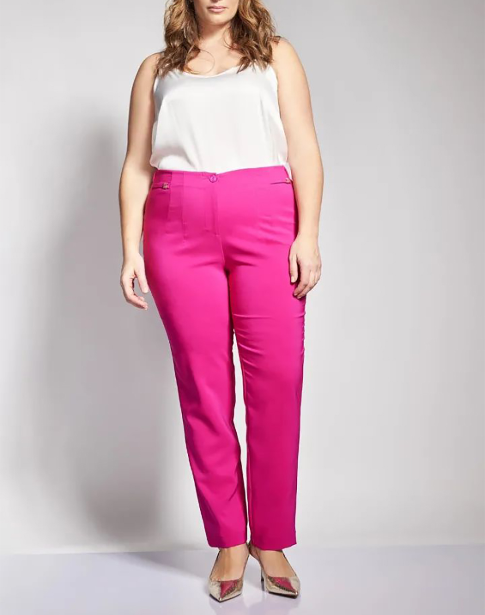 PARABITA Κρεπ παντελόνι slim fit 012610200319-018 Fuchsia φωτογραφία