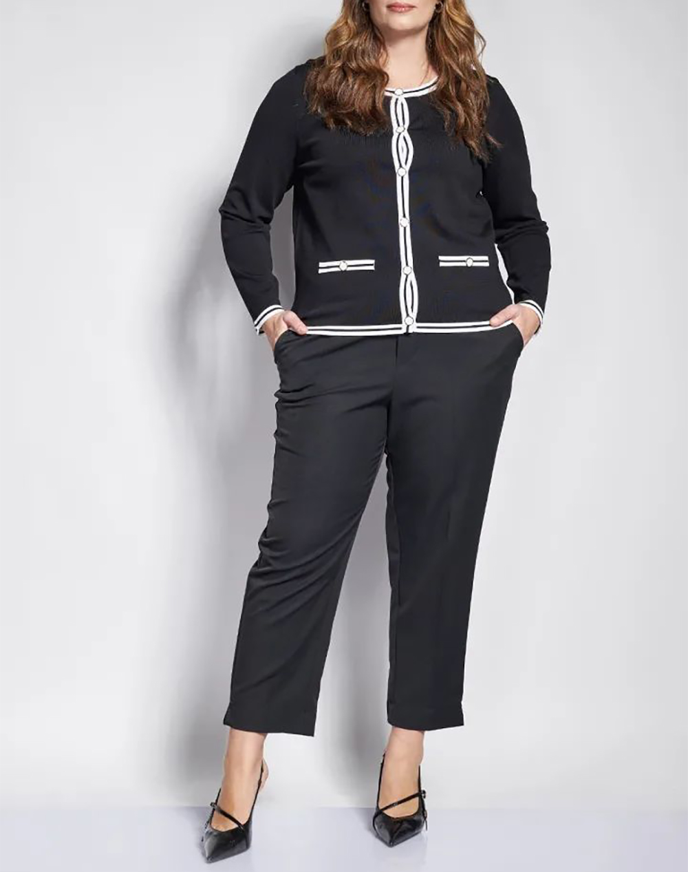 PARABITA Peg παντελόνι twill TR με μεταλλικές λεπτομέρειες 012610209668-002 Black φωτογραφία