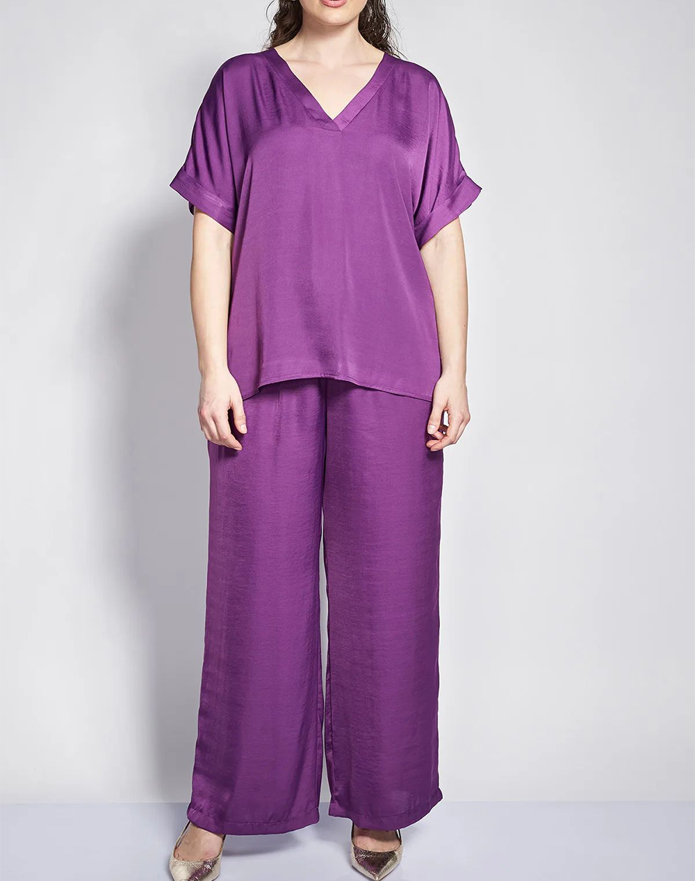 Parabita Σατινέ Αέρινη Παντελόνα 012610200289-019 Purple Γυναικεία ρούχα παντελόνια Υφασματινα Politikos Shop Πολιτικός