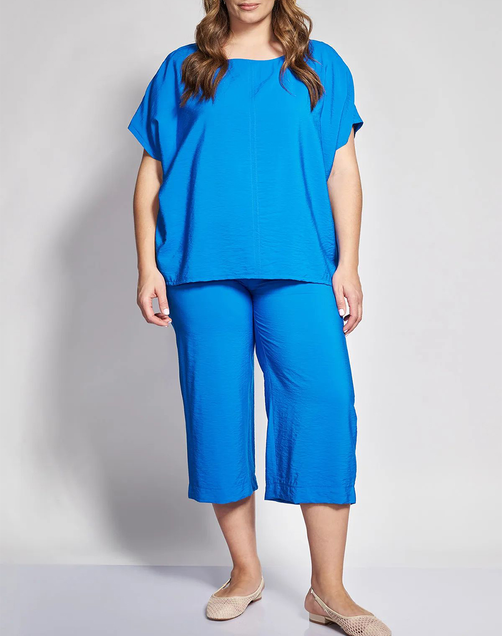 Parabita Cropped Παντελόνα σε Όψη Λινού 012610295797-038 Royalblue Γυναικεία ρούχα παντελόνια Υφασματινα Politikos Shop Πολιτικός