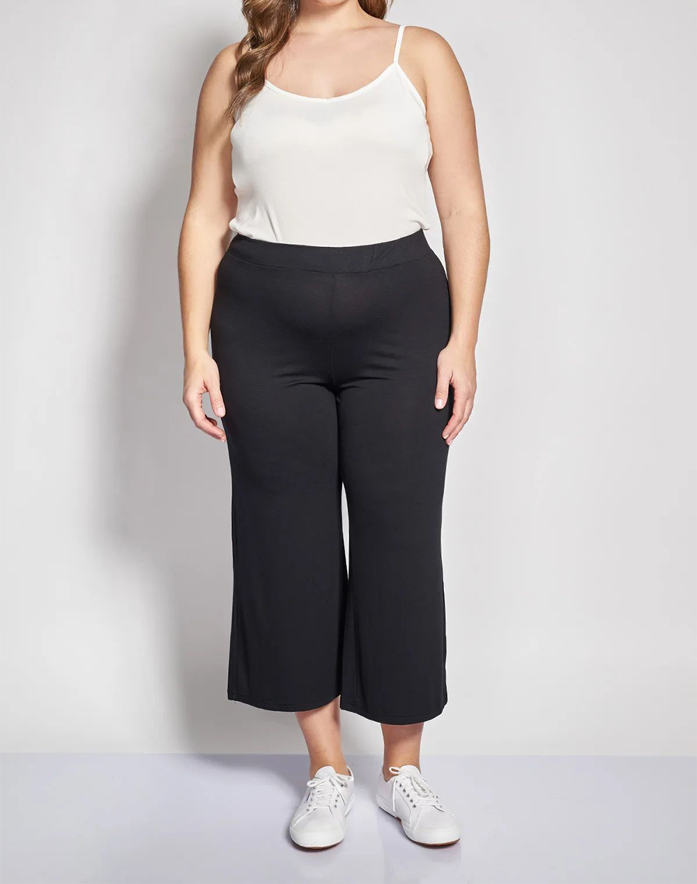 Parabita Βισκόζ Cropped Παντελόνα 002510286677-002 Black Γυναικεία ρούχα παντελόνια Υφασματινα Politikos Shop Πολιτικός