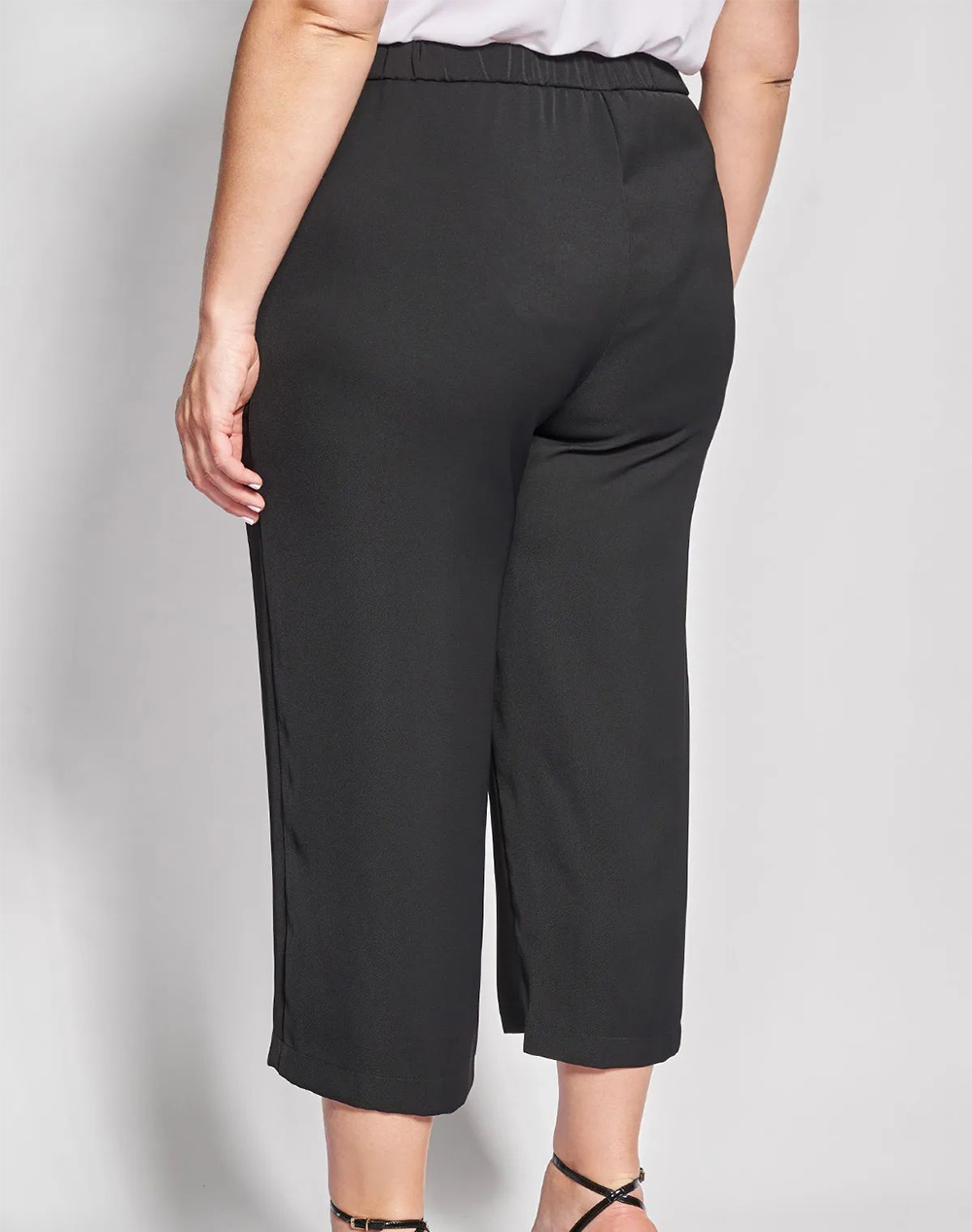 PARABITA PARABITA Cropped Παντελόνα Κρεπ με Ζωνάκι 012610200481-Μαύρο Black - 2
