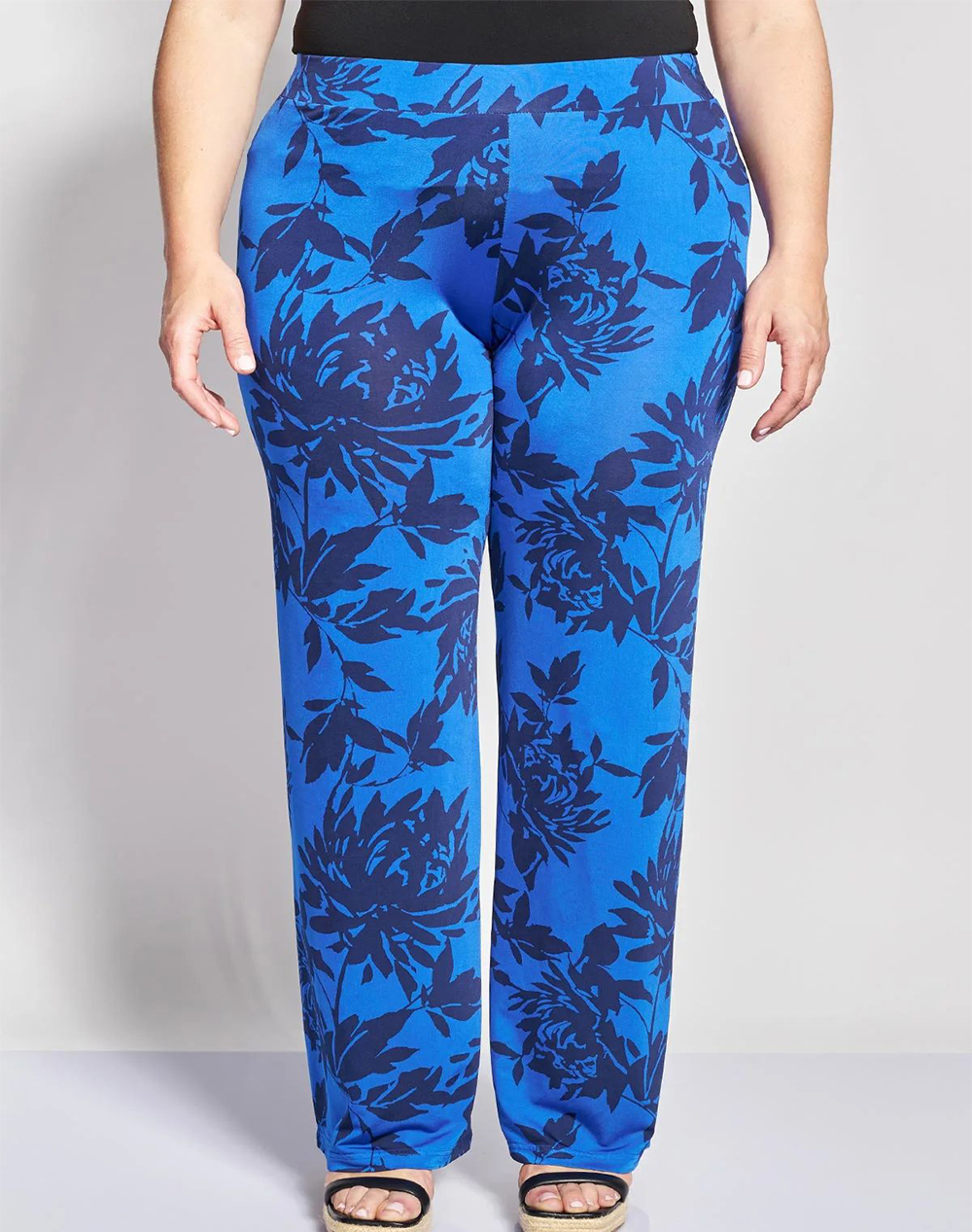 PARABITA PARABITA Παντελόνα σε botanical print με ελαστική μέση 012610200446-003 Blue