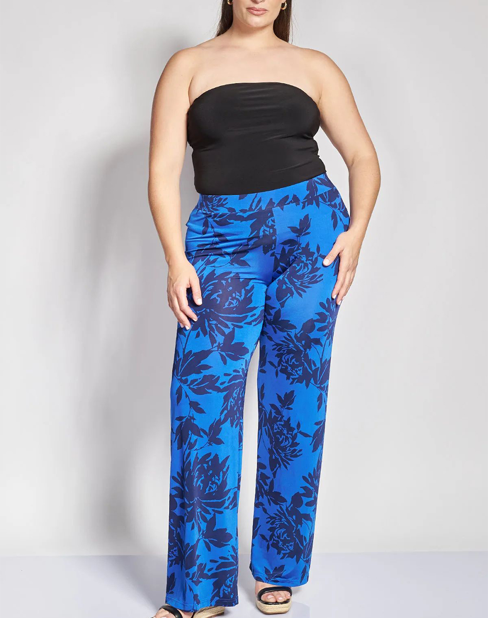 Parabita Παντελόνα σε Botanical Print με Ελαστική Μέση 012610200446-003 Blue Γυναικεία ρούχα παντελόνια Υφασματινα Politikos Shop Πολιτικός