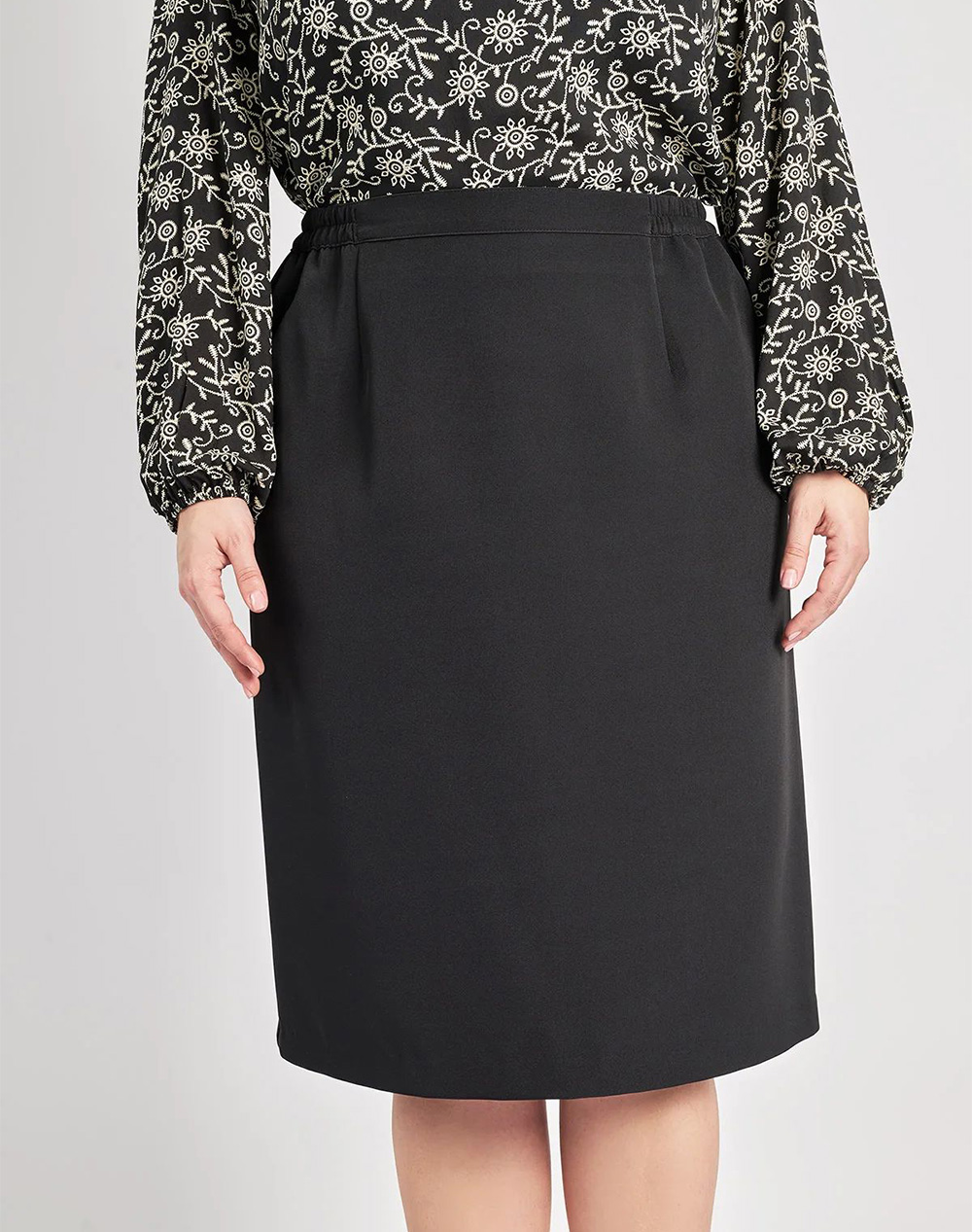 PARABITA Κρεπ μίντι φούστα 220210410-002 Black