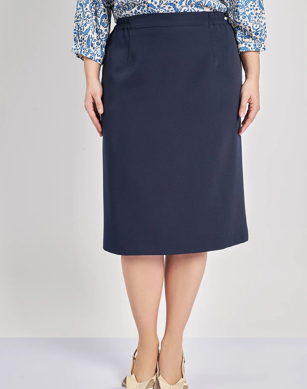 PARABITA Κρεπ μίντι φούστα 220210410-003 NavyBlue