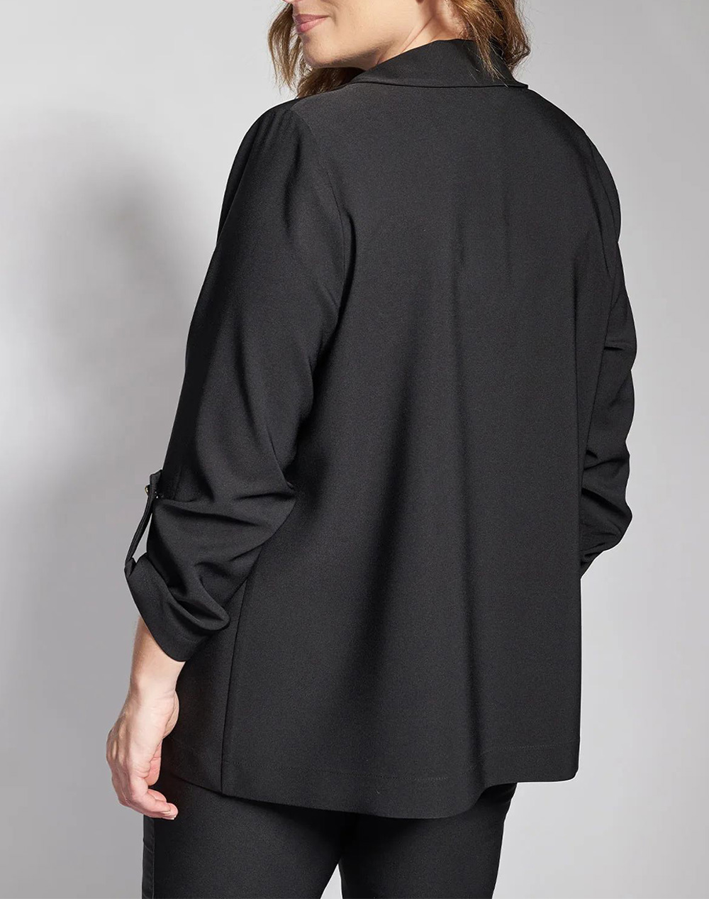 PARABITA Σακάκι κρεπ με γυριστά μανίκια 012610709393-002 Black φωτογραφία