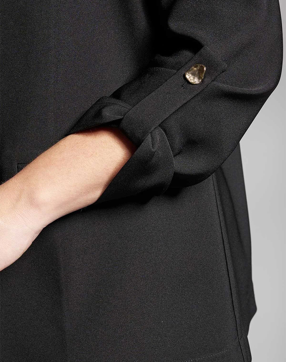 PARABITA Σακάκι κρεπ με γυριστά μανίκια 012610709393-002 Black φωτογραφία