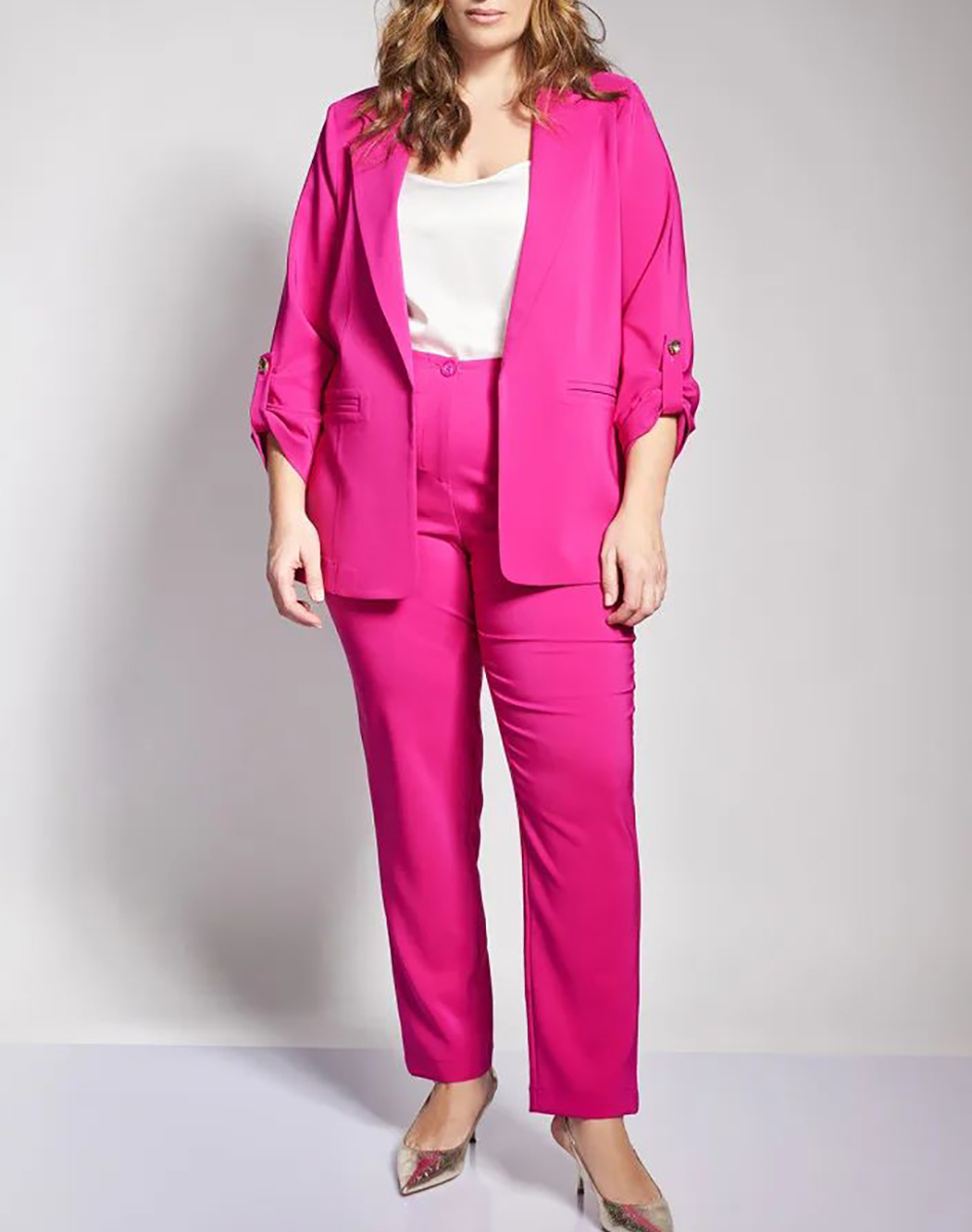 PARABITA Σακάκι κρεπ με γυριστά μανίκια 012610709393-018 Fuchsia φωτογραφία