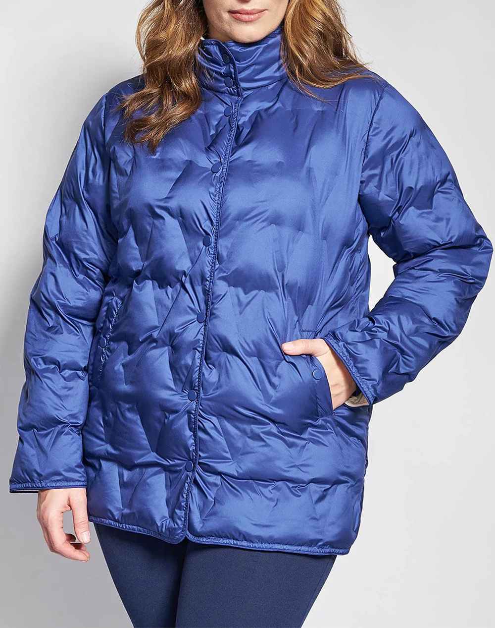 PARABITA Μπουφάν αδιάβροχο καπιτονέ με ψηλό γιακά και colorblock εσωτερικό 012610709504-003 Blue