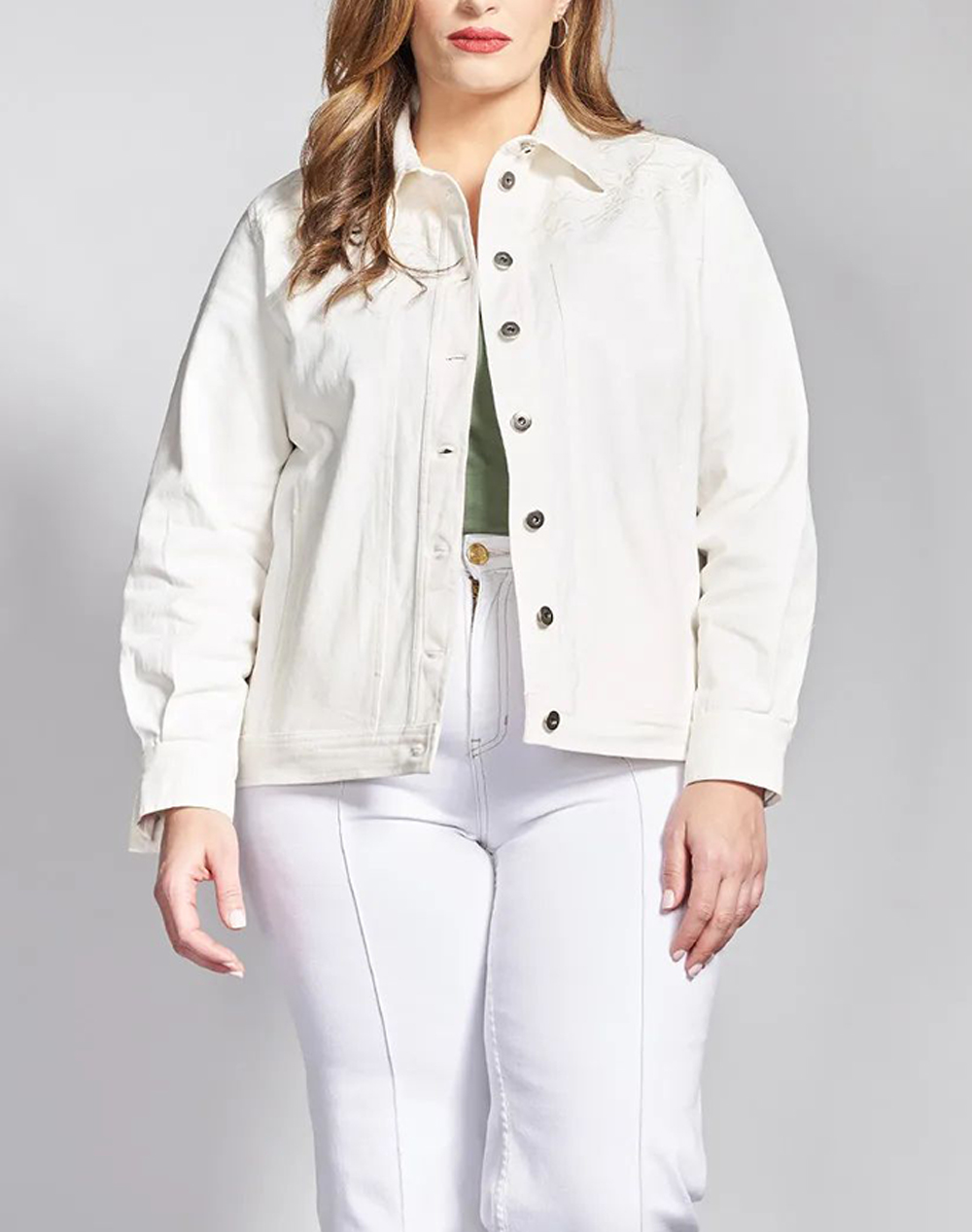 PARABITA Τζιν τζάκετ με κέντημα 012610709857-009 OffWhite