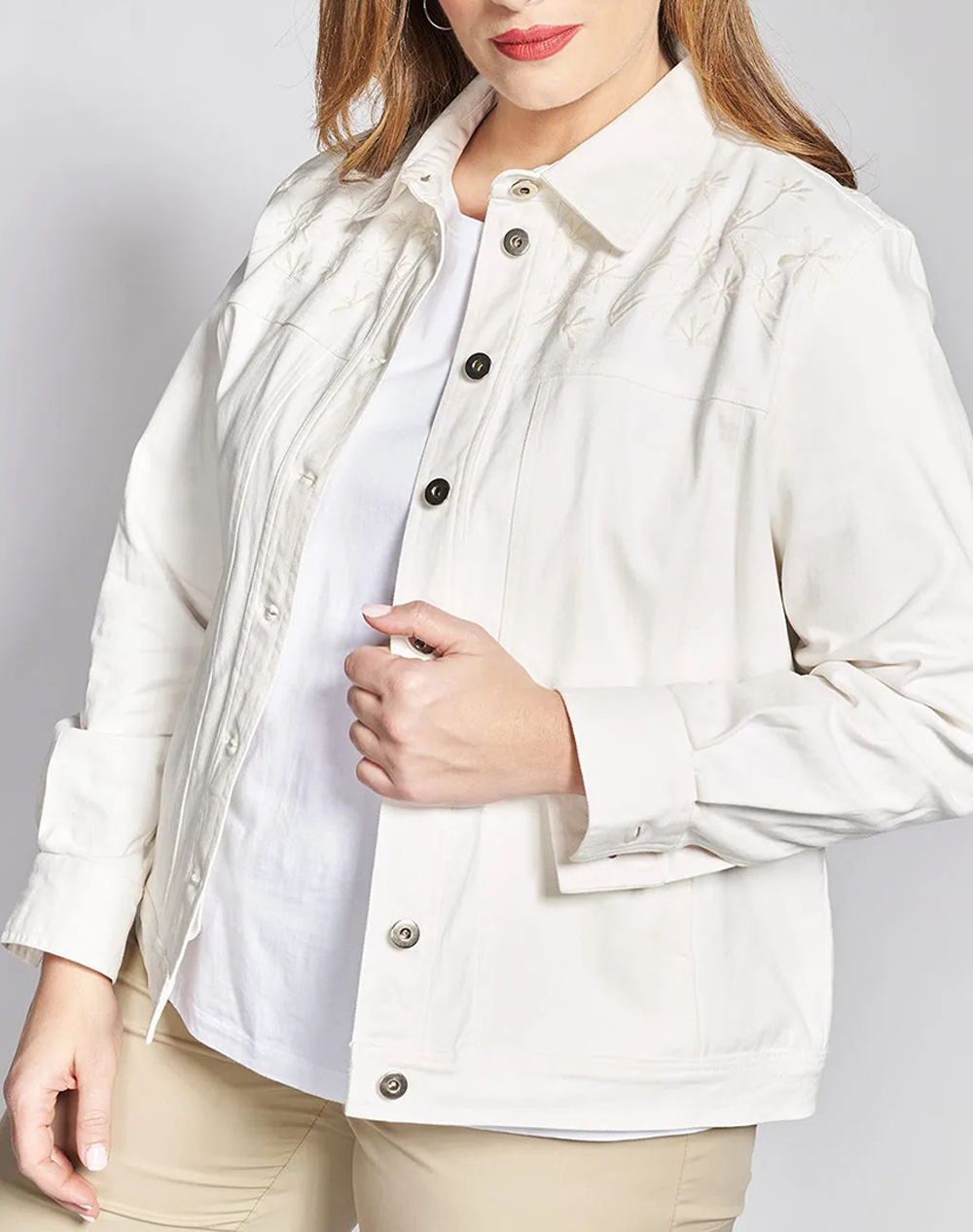 Parabita Τζιν Τζάκετ με Κέντημα 012610709857-009 Offwhite Γυναικεία ρούχα Πανωφορια μπουφάν Politikos Shop Πολιτικός