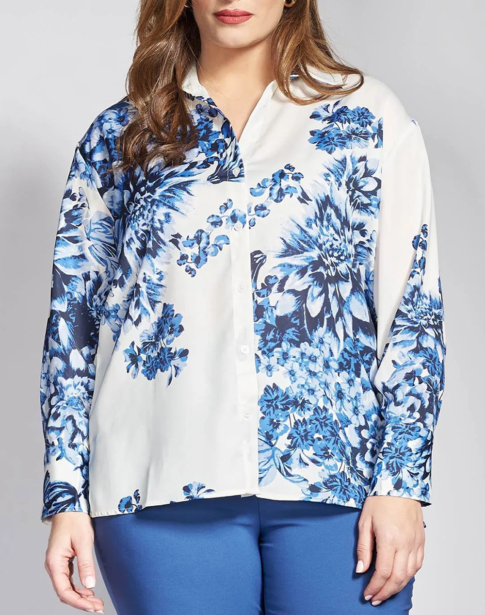 PARABITA Σατέν πουκάμισο με statement φλοράλ εμπριμέ 012610509837-009 Mixed