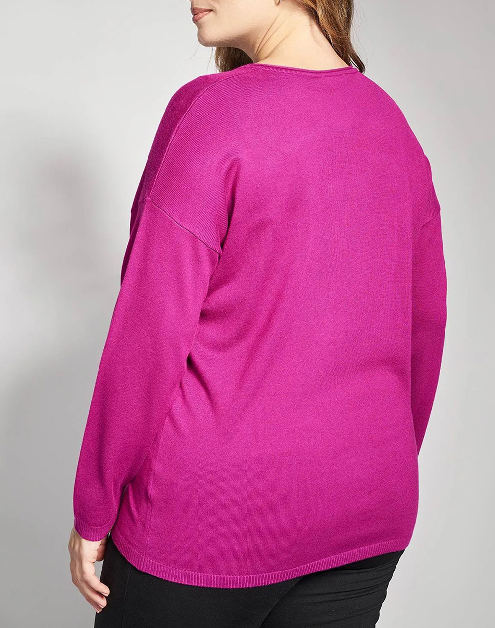 PARABITA Πλεκτή μακρυμάνικη μπλούζα με V-λαιμόκοψη 012610106291-018 Pink φωτογραφία