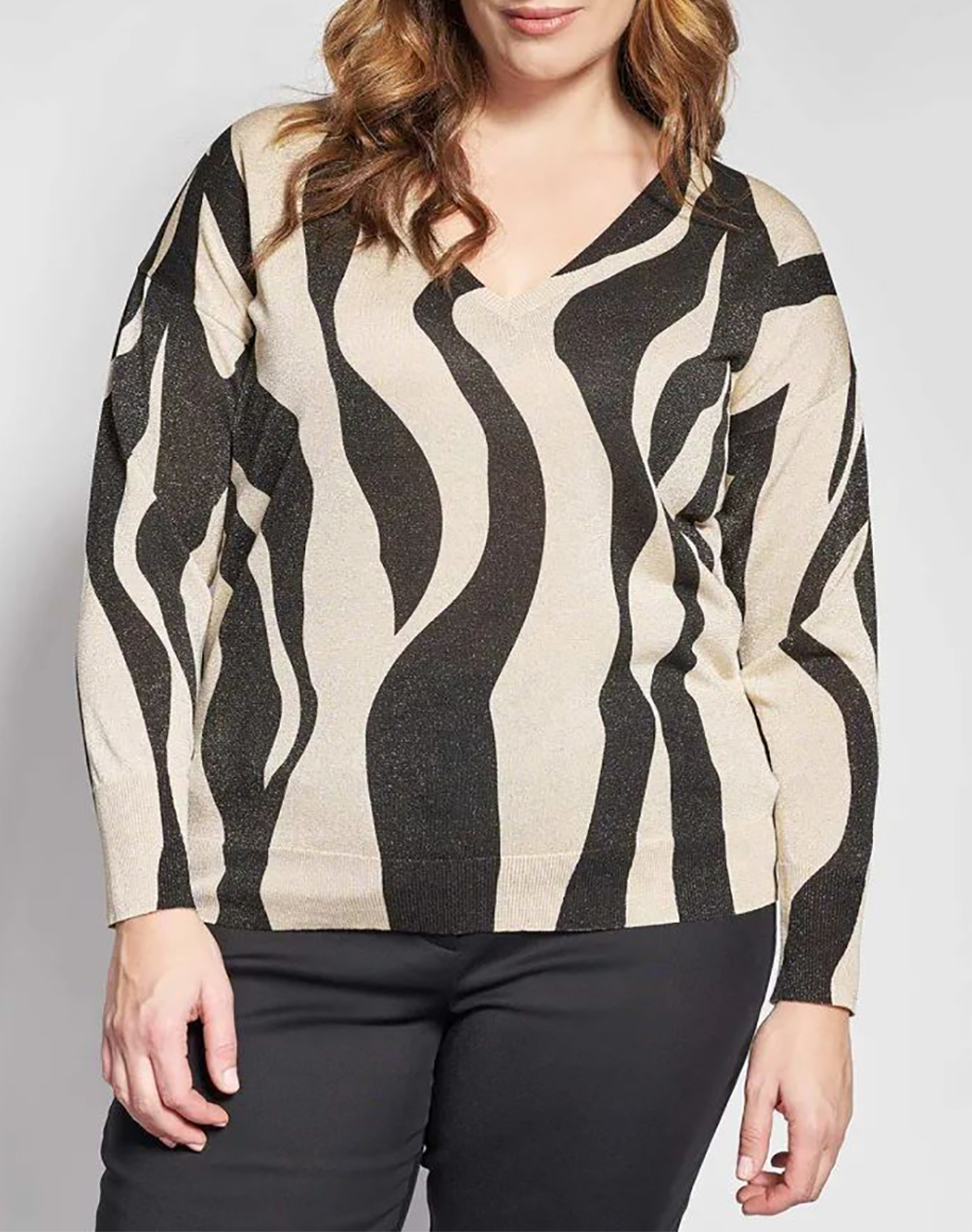 PARABITA Μπλούζα λεπτή πλεκτή animal print με λούρεξ λάμψη 012610107782-007 Multi