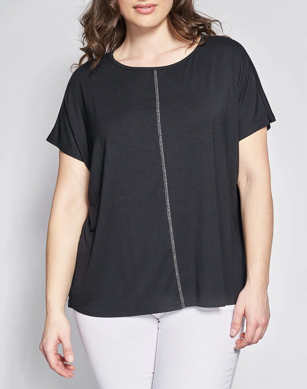 PARABITA PARABITA Μπλούζα από Bamboo με Κεντρική Ραφή 012610100224-002 Black
