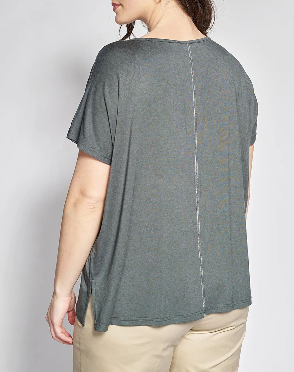 PARABITA Μπλούζα από Bamboo με Κεντρική Ραφή 012610100224-023 Khaki φωτογραφία