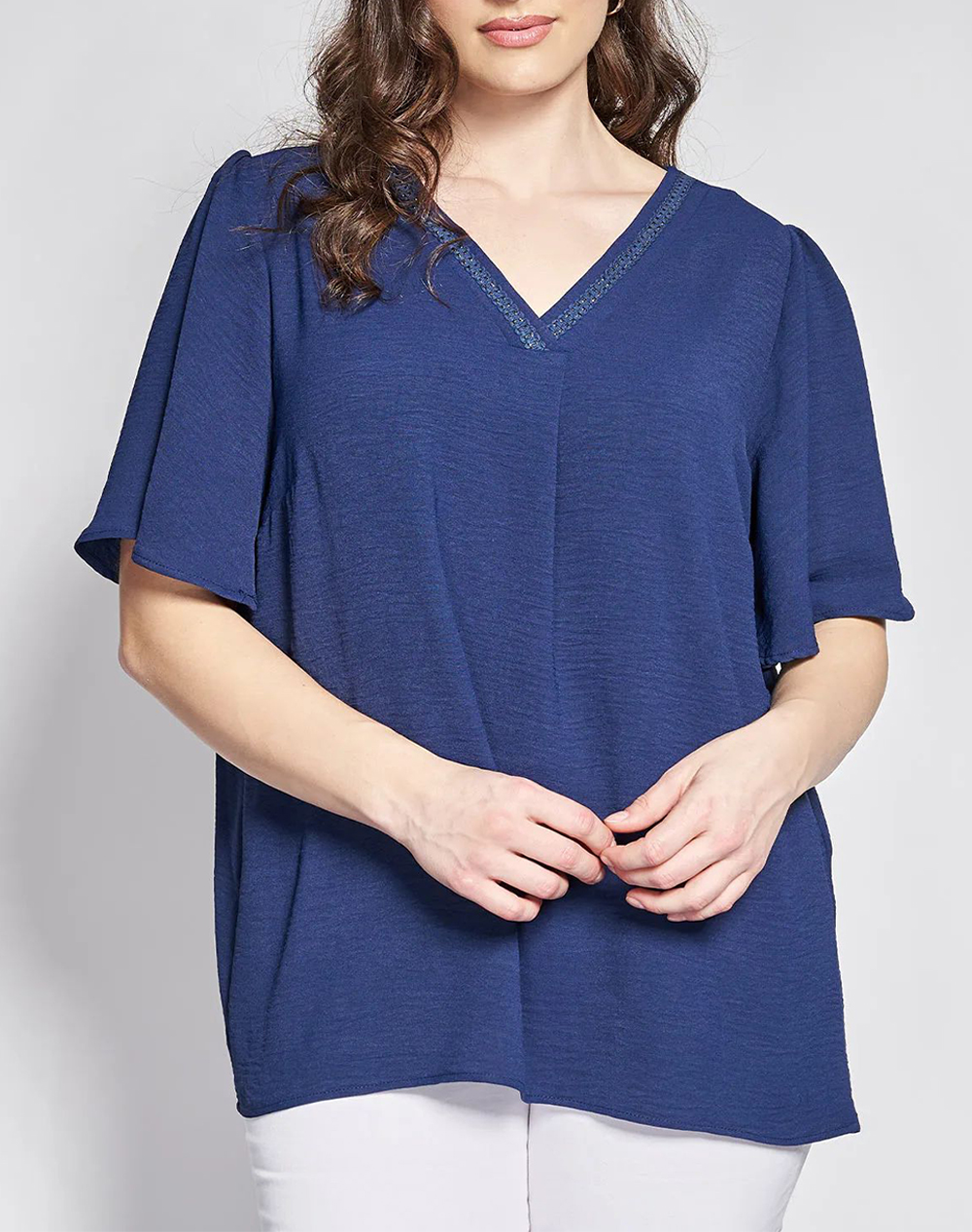 PARABITA Μπλούζα με Κουφόπιετα και Λούρεξ στο V 012610100261-003 NavyBlue