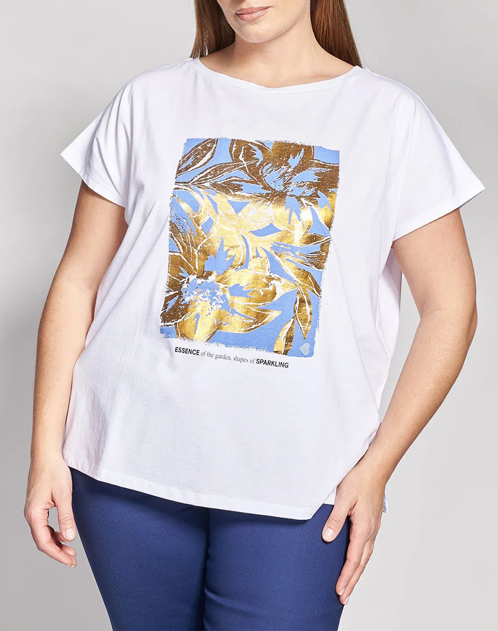 PARABITA PARABITA Βαμβακερό t-shirt με foil floral τύπωμα 012610100568-001 White
