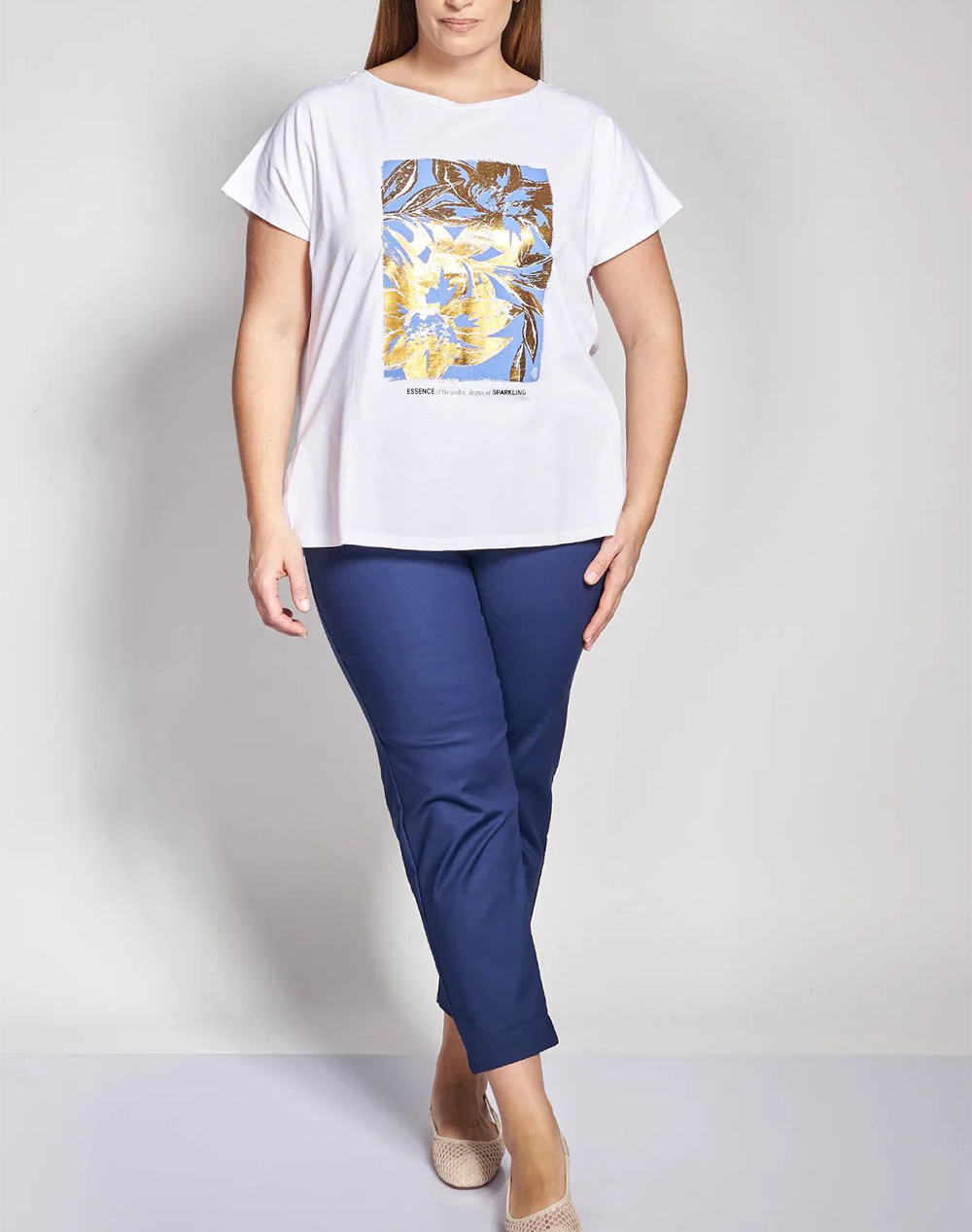 Parabita Βαμβακερό T-Shirt με Foil Floral Τύπωμα 012610100568-001 White Γυναικεία ρούχα μπλούζες Τ-Shirt Politikos Shop Πολιτικός