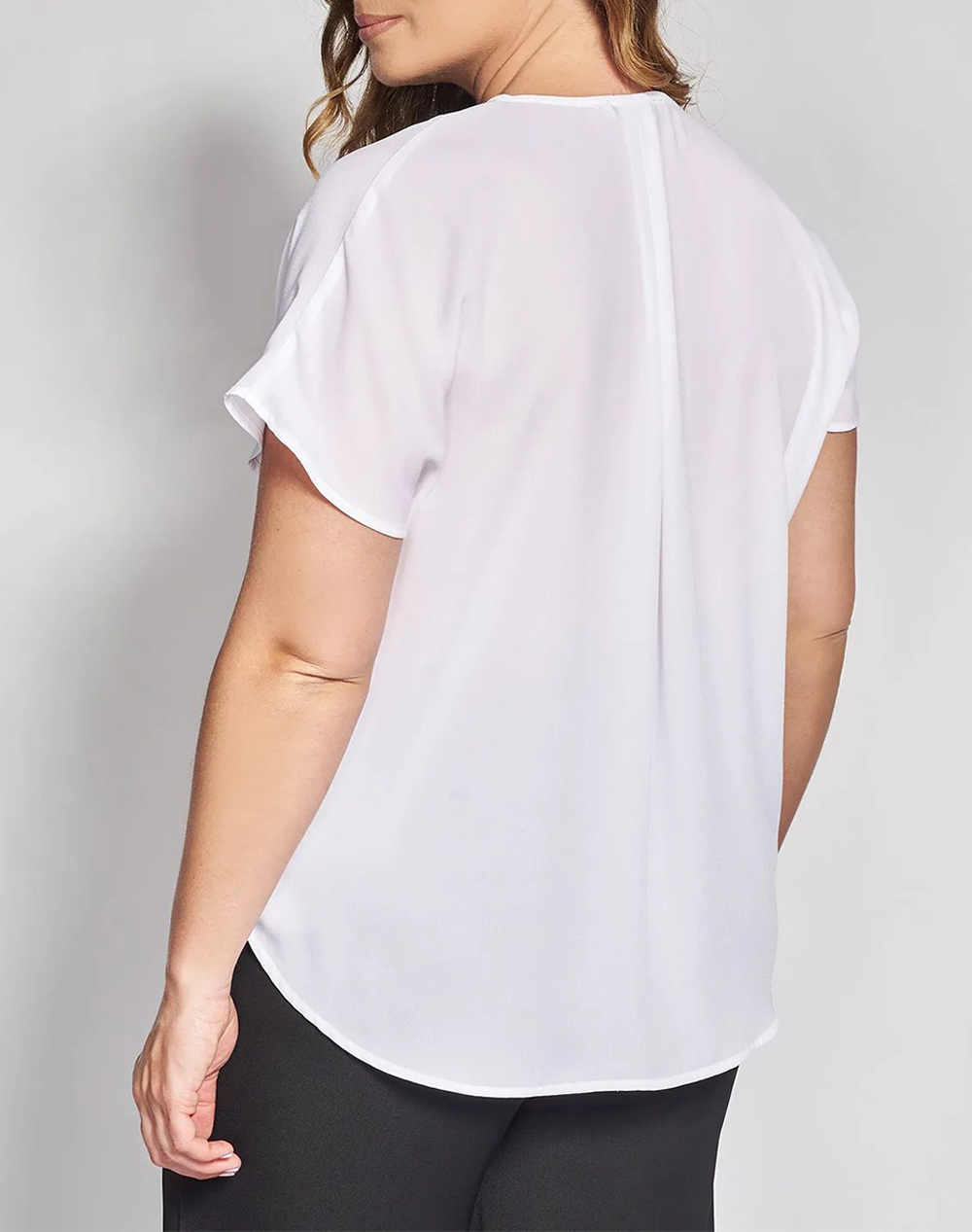 PARABITA Μπλούζα Ζωρζέτα με Δαντέλα Colorblock 012610100479-Άσπρο White