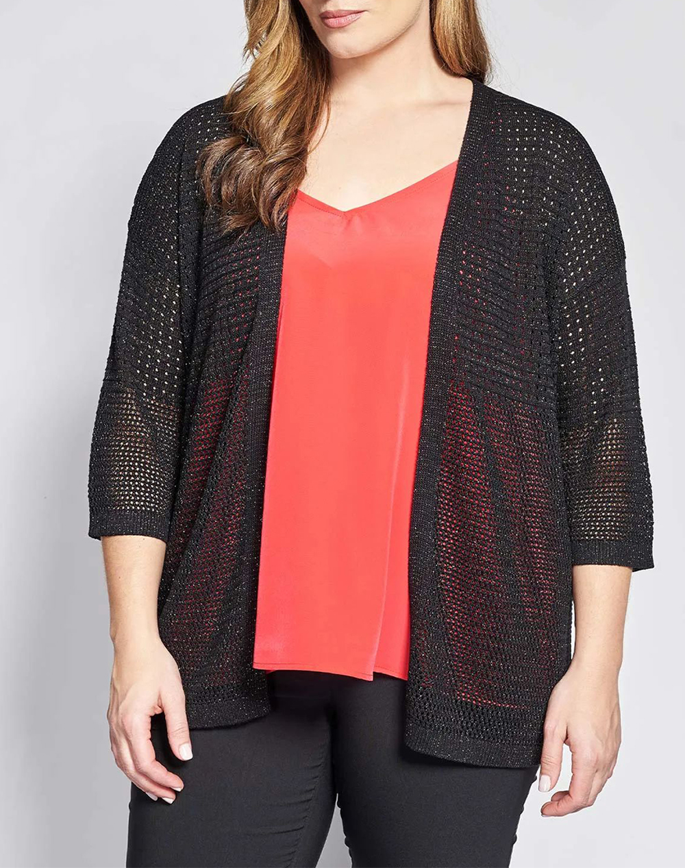 PARABITA Πλεκτή λούρεξ ζακέτα χωρίς κούμπωμα 012610709644-002 Black