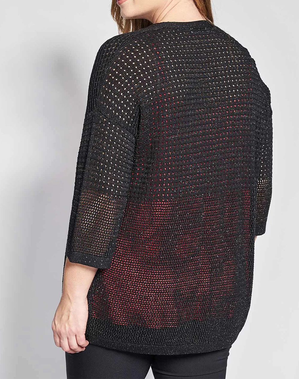 PARABITA Πλεκτή λούρεξ ζακέτα χωρίς κούμπωμα 012610709644-002 Black φωτογραφία