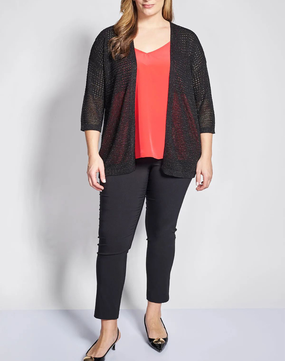 PARABITA Πλεκτή λούρεξ ζακέτα χωρίς κούμπωμα 012610709644-002 Black φωτογραφία