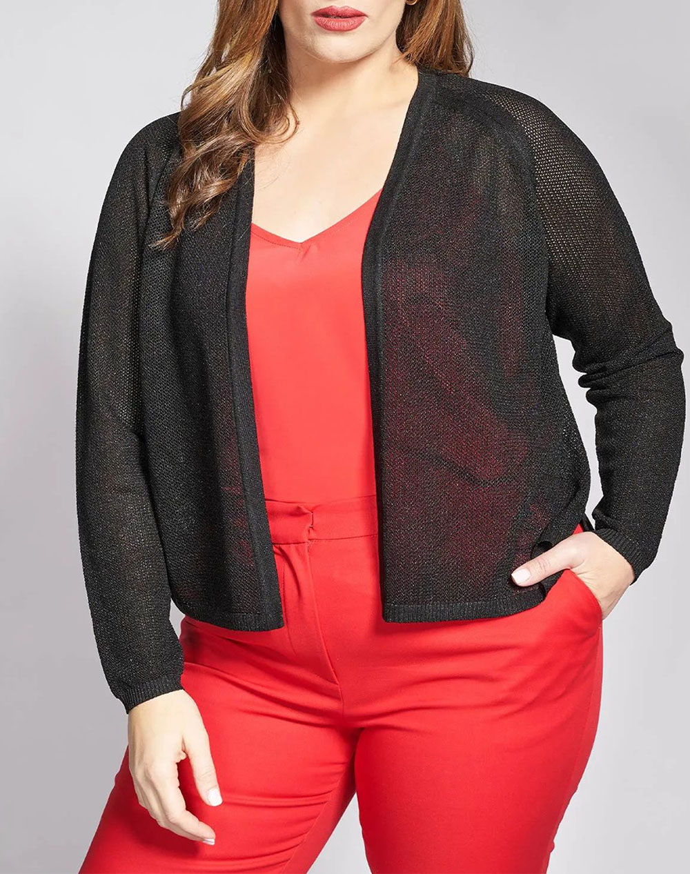 PARABITA Πλεκτό μπολερό λούρεξ χωρίς κούμπωμα 012610709645-007 Biege