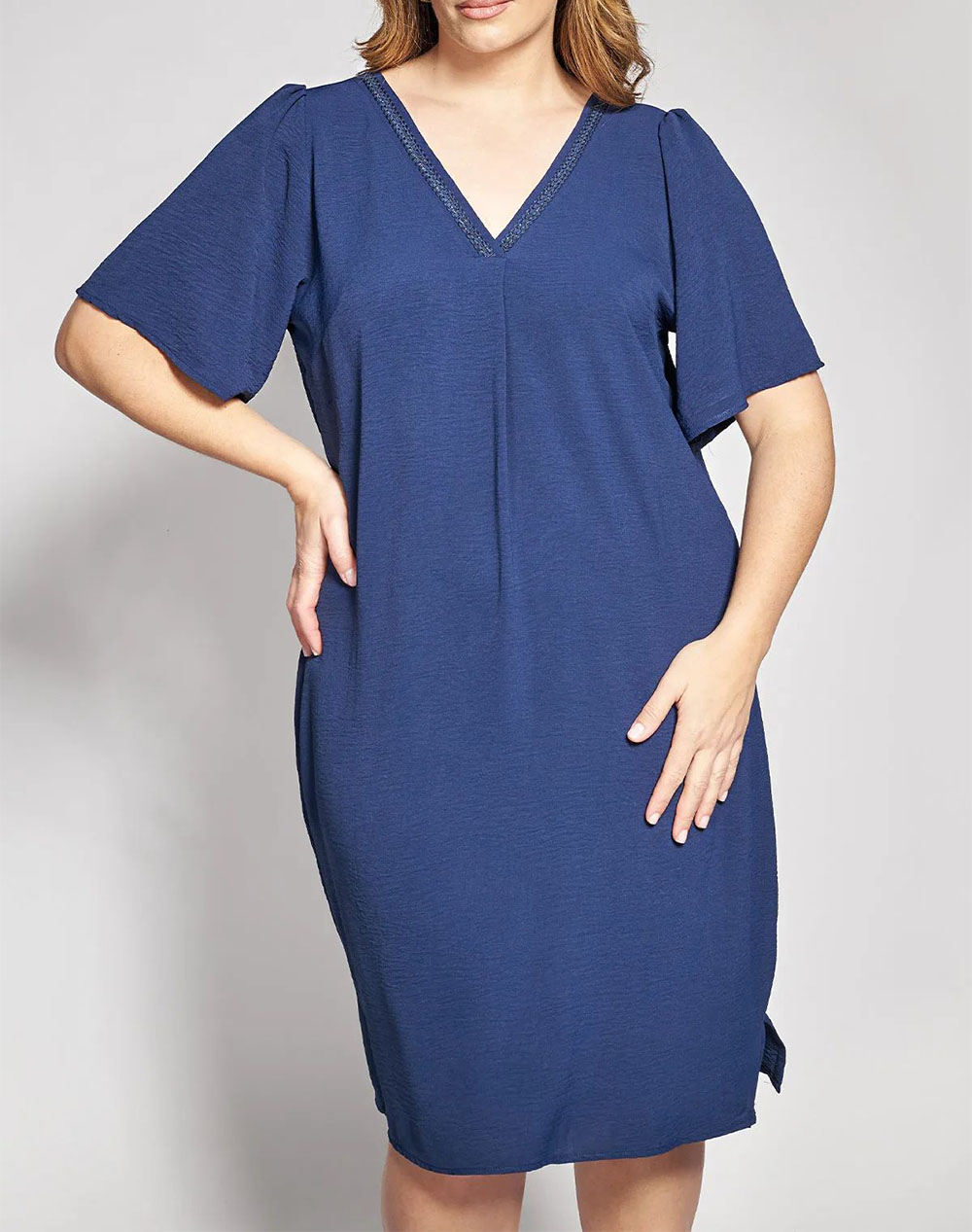 Parabita Μίντι Φόρεμα Washed με Λούρεξ Λεπτομέρεια 012610600275-003 Blue Γυναικεία ρούχα φορέματα Politikos Shop Πολιτικός