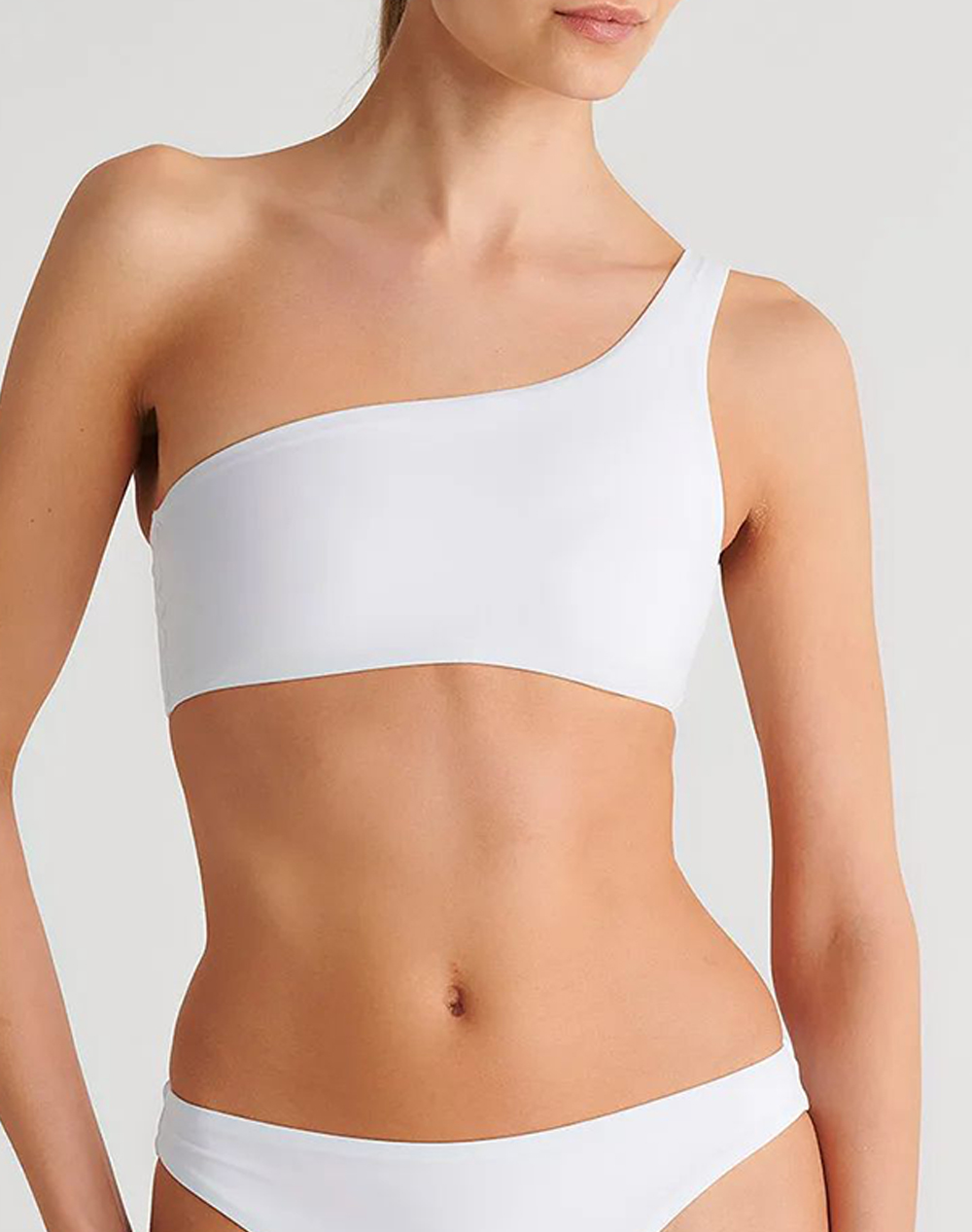 Sugarfree Γυναικείο Recycled Bikini Τοπ Με Ένα Ώμο Και Χωρίς Κούμπωμα Στην Πλάτη Άσπρο Ανακυκλωμένο Πολυαμίδιο Ελαστάνη