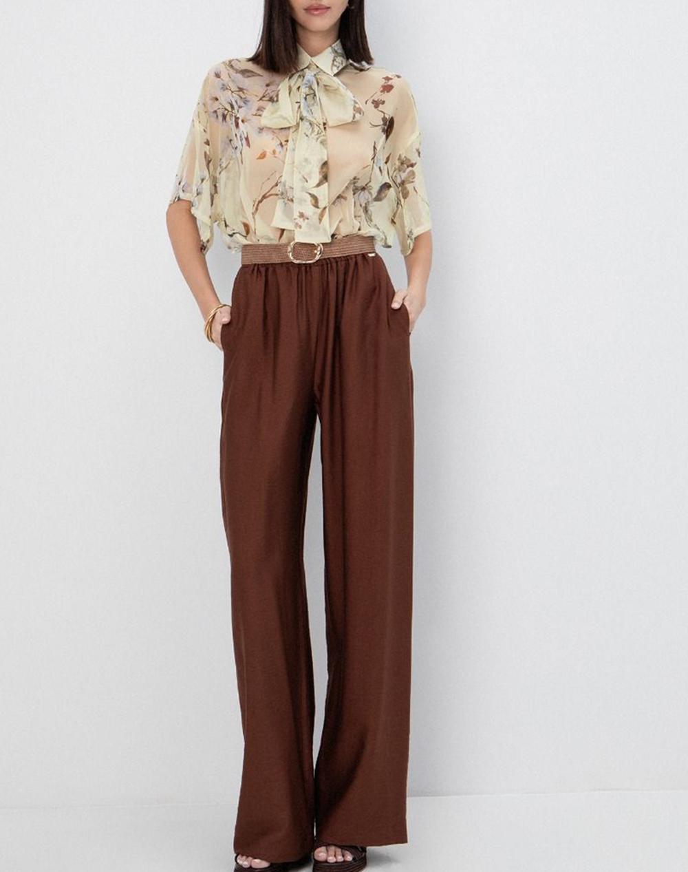 Toi-Moi Παντελόνι 20-5970-126-Brown Brown Γυναικεία ρούχα παντελόνια Υφασματινα Politikos Shop Πολιτικός