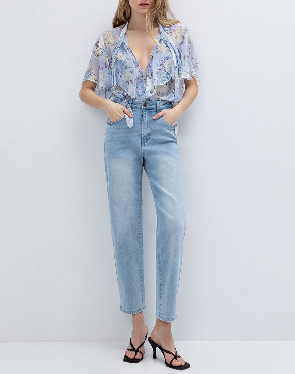 Toi Moi Tzin 20-5763-126-1013 Denimblue Γυναικεία ρούχα παντελόνια Jean 5P Cargo Politikos Shop Πολιτικός