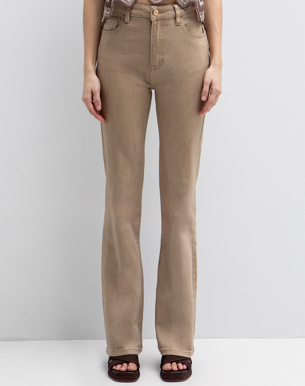Toi&Moi Γυναικείο Τζιν Παντελόνι Ανοιχτό Καφέ Βαμβάκι Ελαστάνη