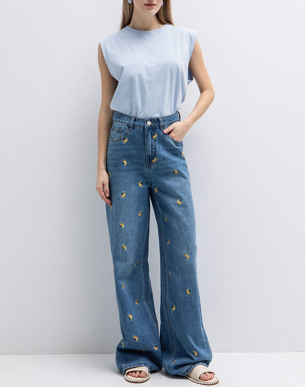 Toi Moi Τζιν 20-5776-126-1013 Denimblue Γυναικεία ρούχα παντελόνια Jean 5P Cargo Politikos Shop Πολιτικός