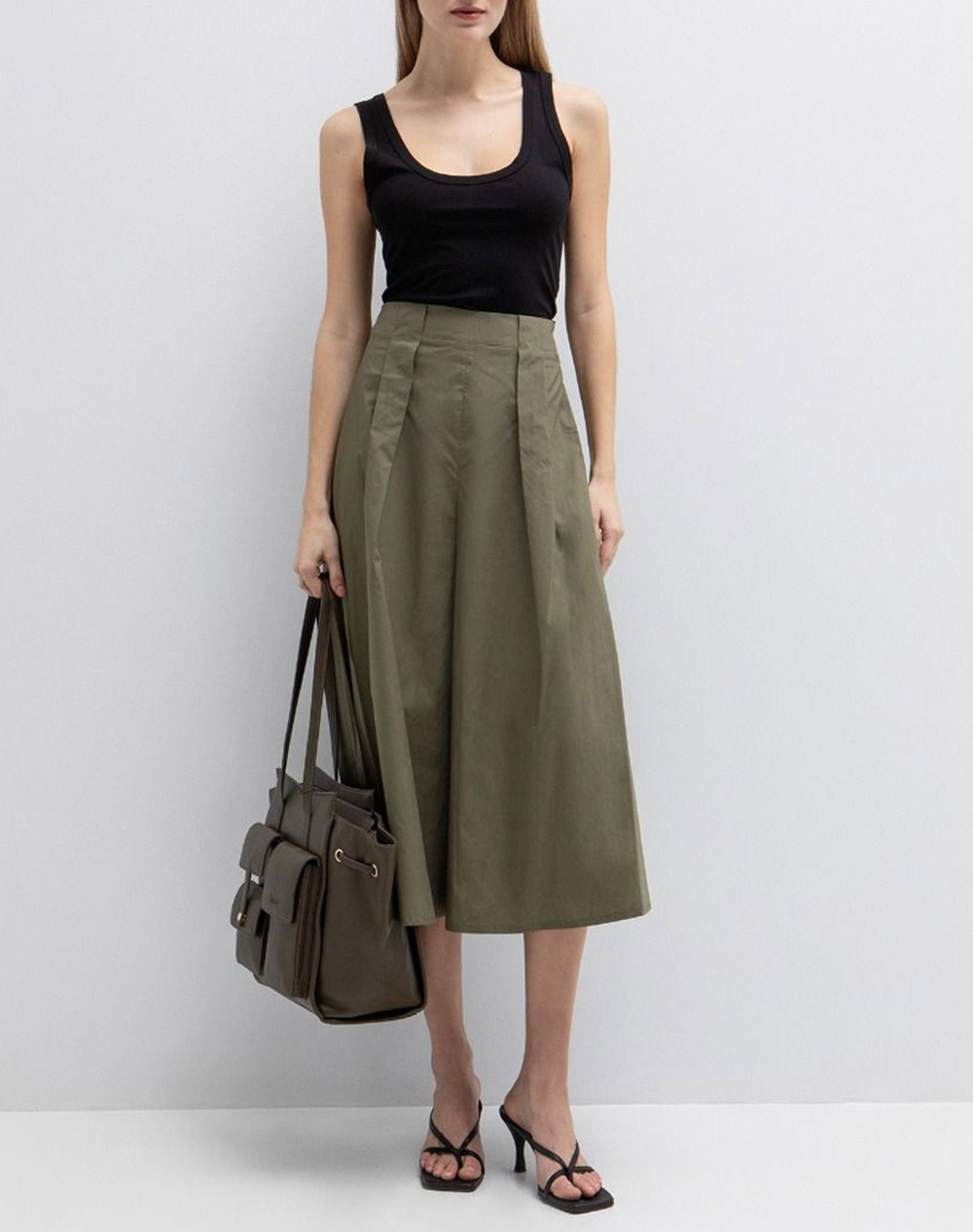 Toi Moi Φούστα Μιντι 10-4003-126-334 Khaki Γυναικεία ρούχα φούστες Politikos Shop Πολιτικός