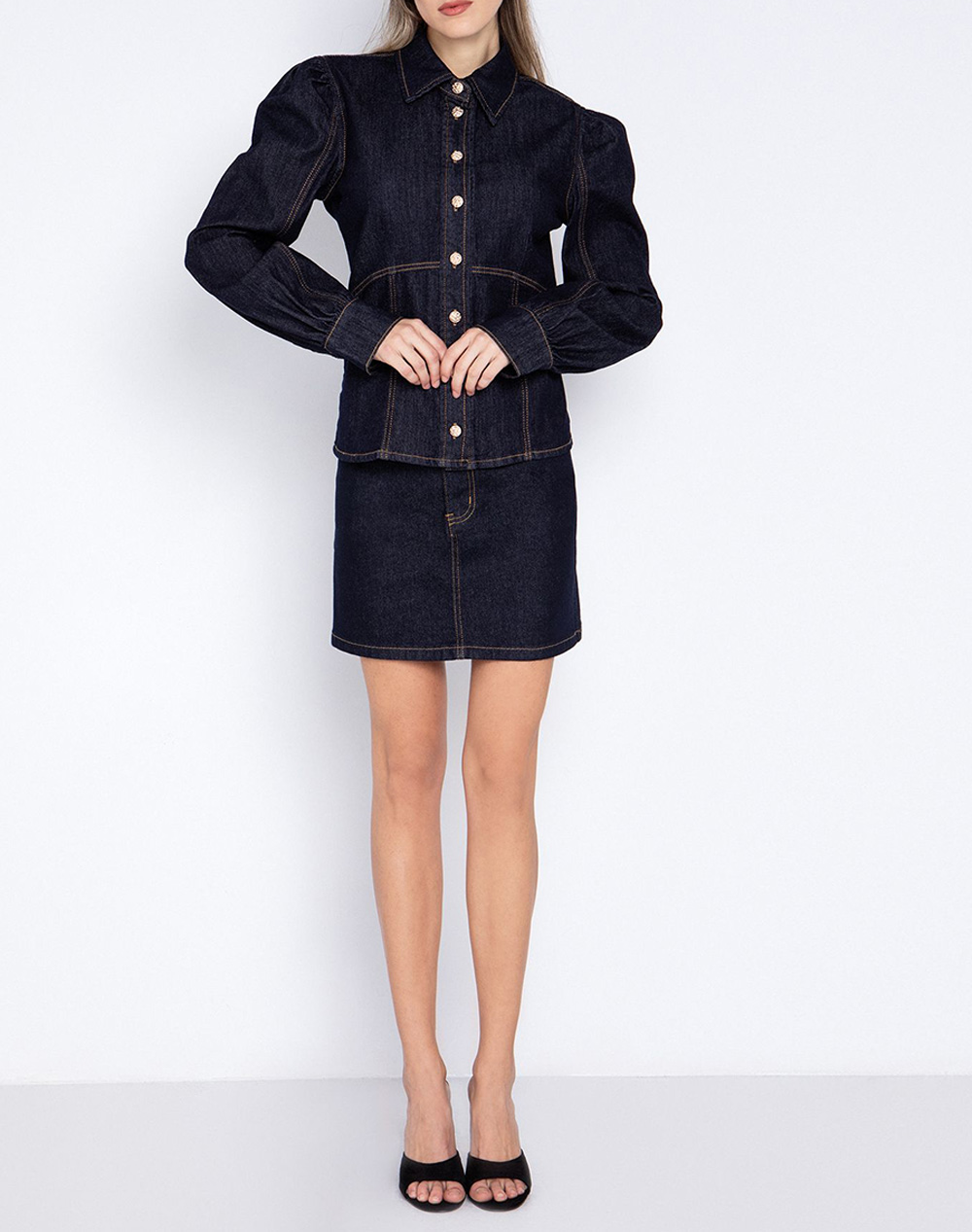 Toi Moi Τζιν Πουκαμισο 30-5695-126-1014 Denimdarkblue Γυναικεία ρούχα πουκάμισα Politikos Shop Πολιτικός