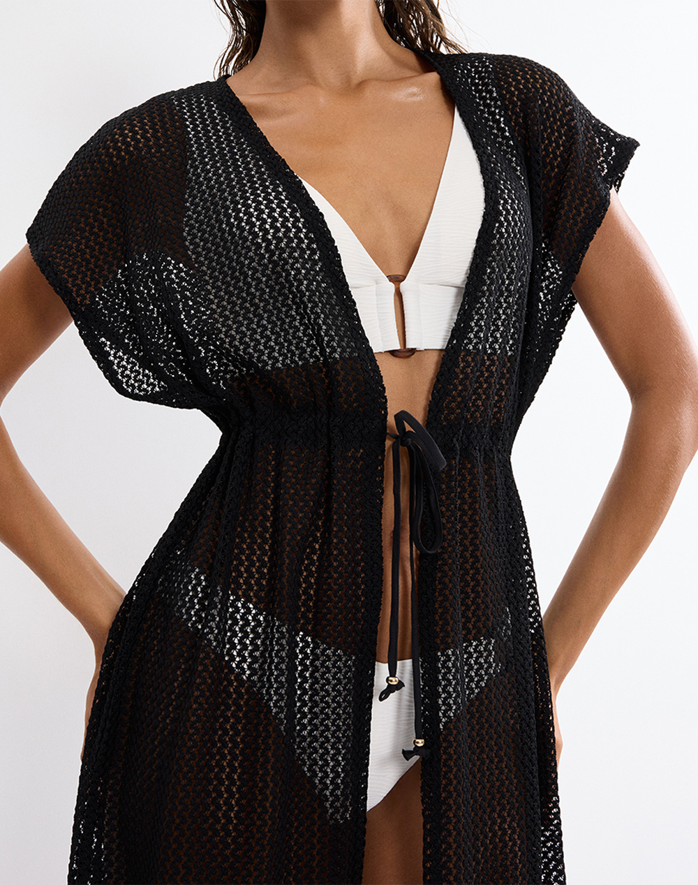 Triumph Beach Mywear Crochet Kimono 10226433-0004 Black Γυναικεία αξεσουάρ Καφτανια Politikos Shop Πολιτικός