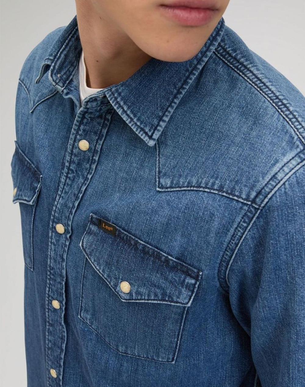 Lee Regular Western Shirt 112376547-Brookside Denimblue ανδρικά ρούχα πουκάμισα Politikos Shop Πολιτικός