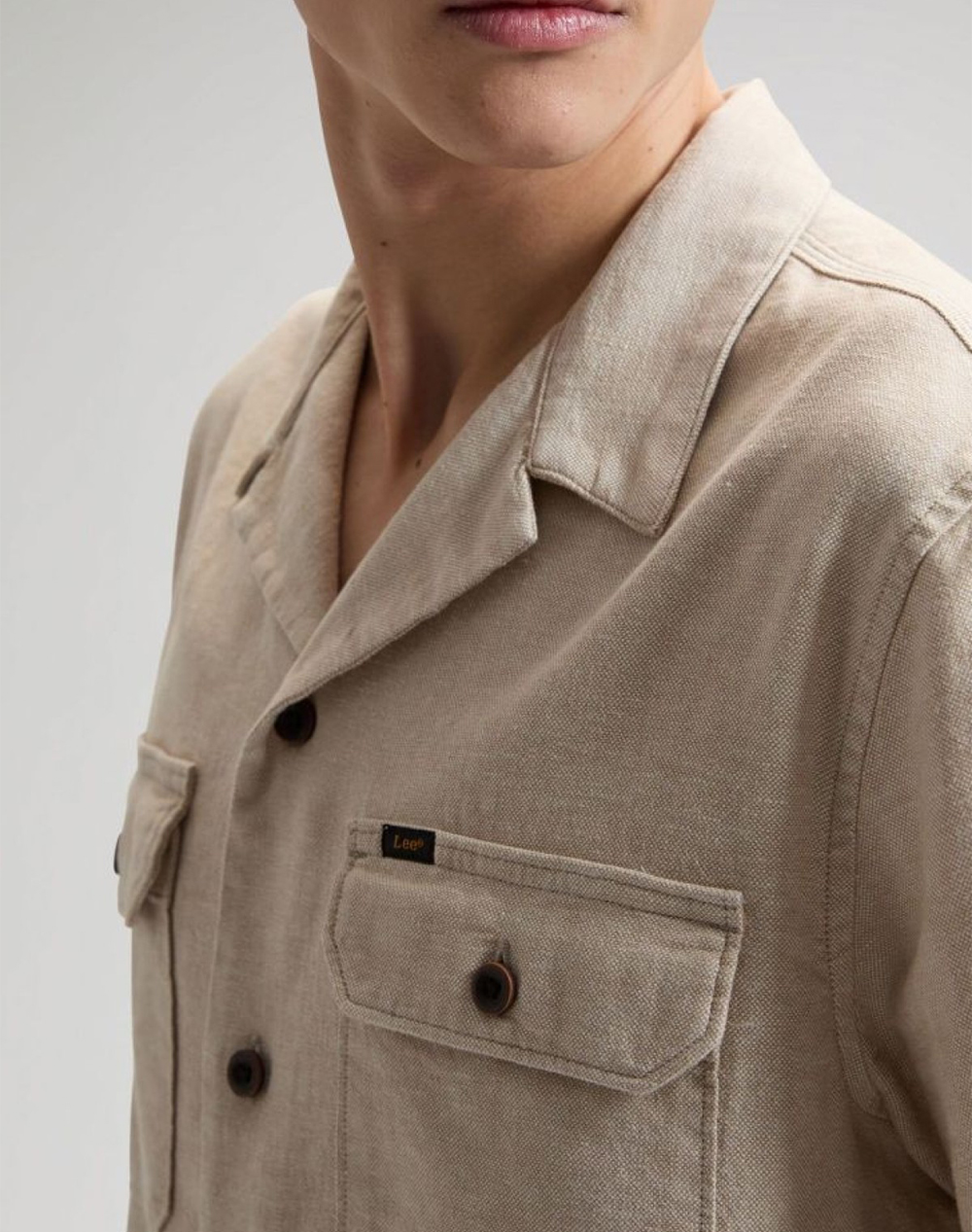 Lee Ss Utility Camp Shirt 112378288-Wheat Biege ανδρικά ρούχα πουκάμισα Politikos Shop Πολιτικός