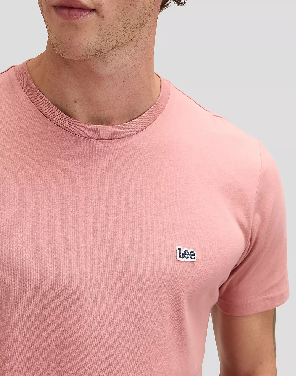 Lee Ss Patch Logo Tee 112376927-Mallory Pink ανδρικά ρούχα μπλούζες T-Shirt Politikos Shop Πολιτικός